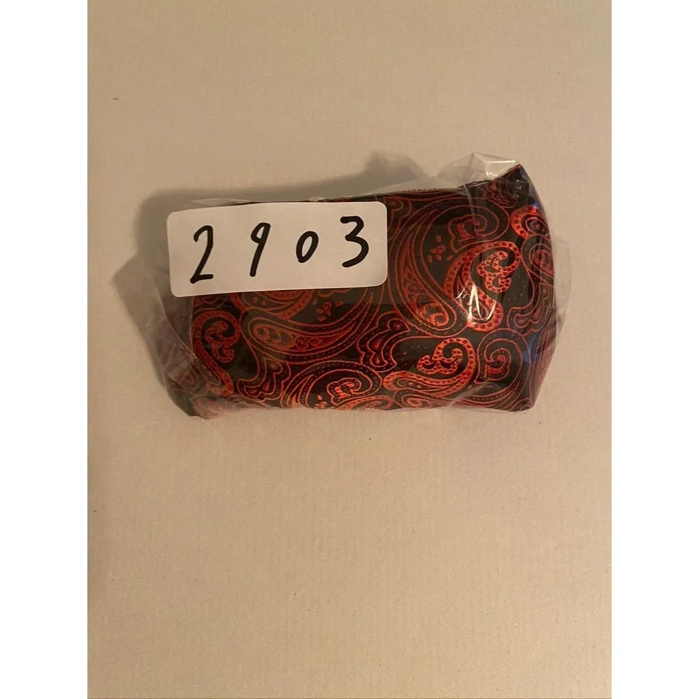 DiBanGu Mens Silk Necktie Orange Black Paisley Woven Hand Tailored Italian Style
